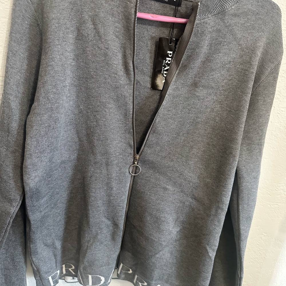 Prada Charcoal Zip Cardigan